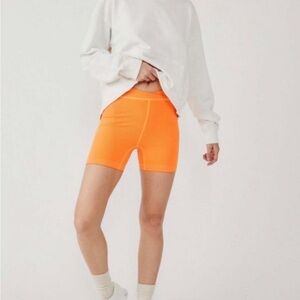FP Movement Free People Free Throw Ribbed Shorts Neon Orange XS NWT